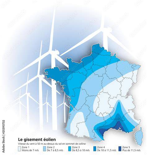 carte des zones éoliennes terrestres et infrastructures