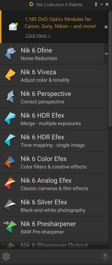 diagramme comparaison plugins Nik Collection
