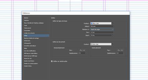 grille de ligne de base InDesign cadrage et colonnes
