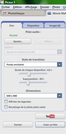 Capture d'écran interface Picasa et Google Photos (export et Organisation)