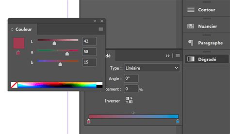 dégradé inDesign interface overview