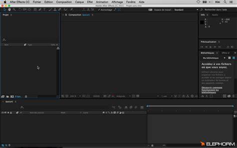 fonctionnement des fenêtres et espaces de travail dans After Effects