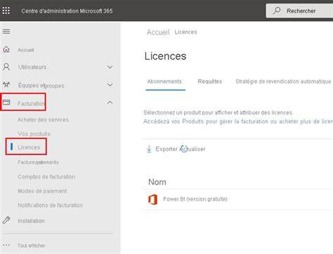 Visuels de gestion des licences Microsoft 365