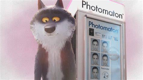Photomontage IA loup intermarché (cabines photomaton)