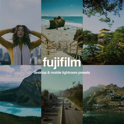 montage abstrait de préréglages et film Fujifilm