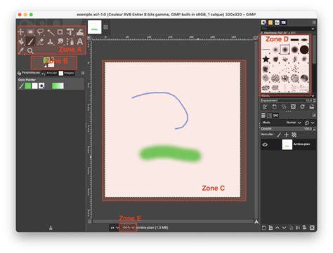 interface GIMP diagramme des zones