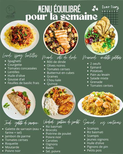 Menu photo éclatant avec plats variés