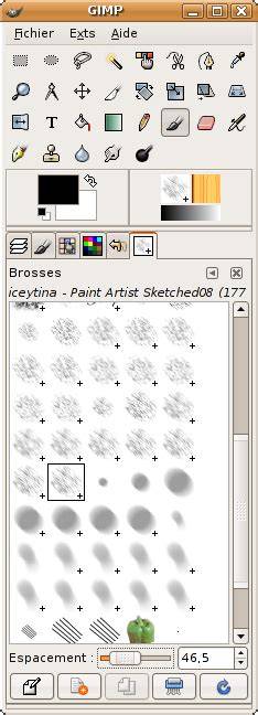 glissées palette et brosses pour GIMP