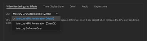 ciblage graphique Mercury GPU Acceleration