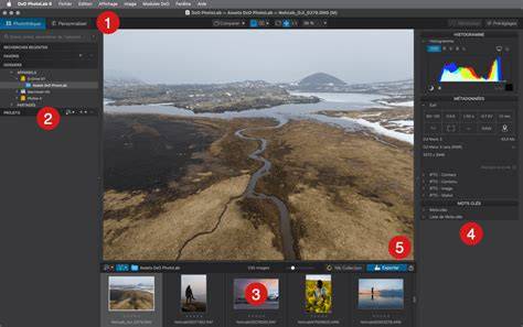 Vue d’ensemble de l’interface PhotoLab (Photothèque et Personnaliser)