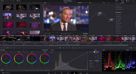 illustration interface montage resolve timeline et inspector
