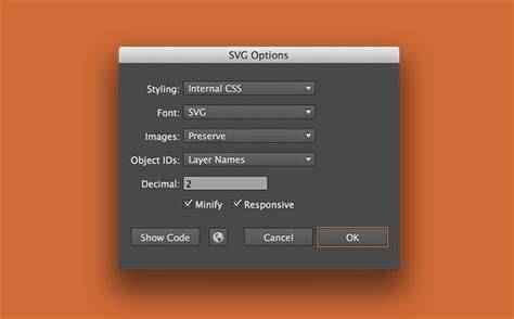 diagramme export SVG options