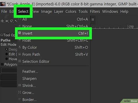 GIMP paths et découpe cadrage